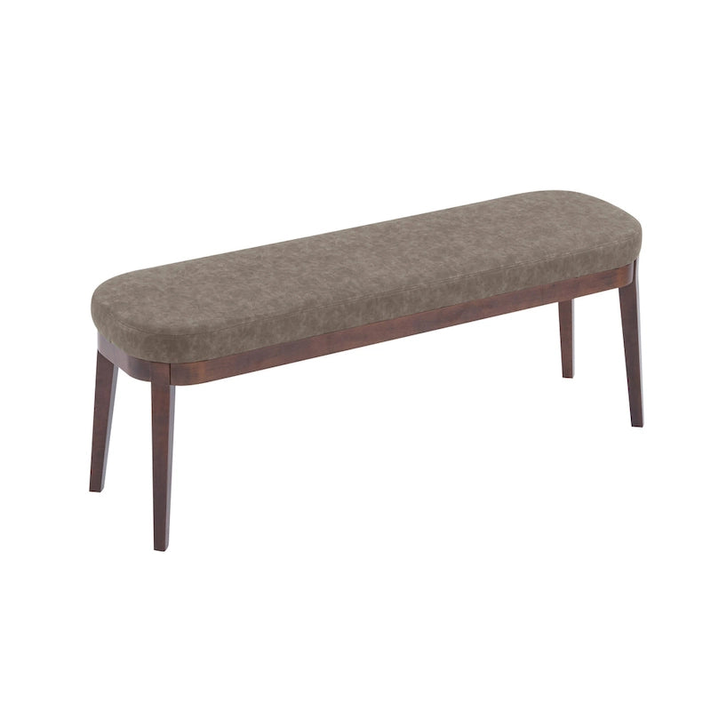 Banc ottoman mi-siècle en cuir synthétique marron / beige / vert pour 1 personne