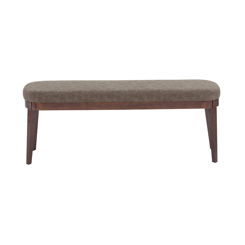 Banc ottoman mi-siècle en cuir synthétique marron / beige / vert pour 1 personne