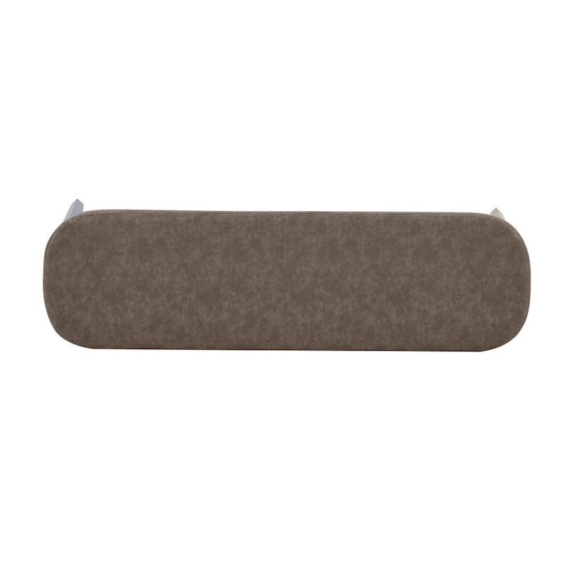 Banc ottoman mi-siècle en cuir synthétique marron / beige / vert pour 1 personne