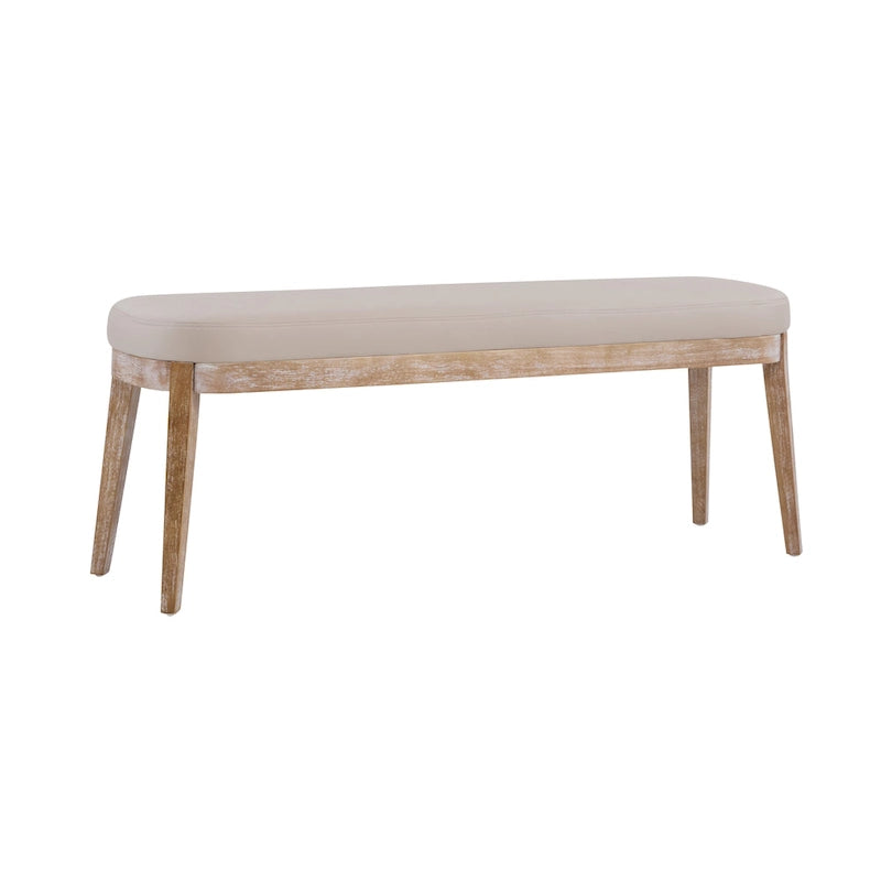 Banc ottoman mi-siècle en cuir synthétique marron / beige / vert pour 1 personne