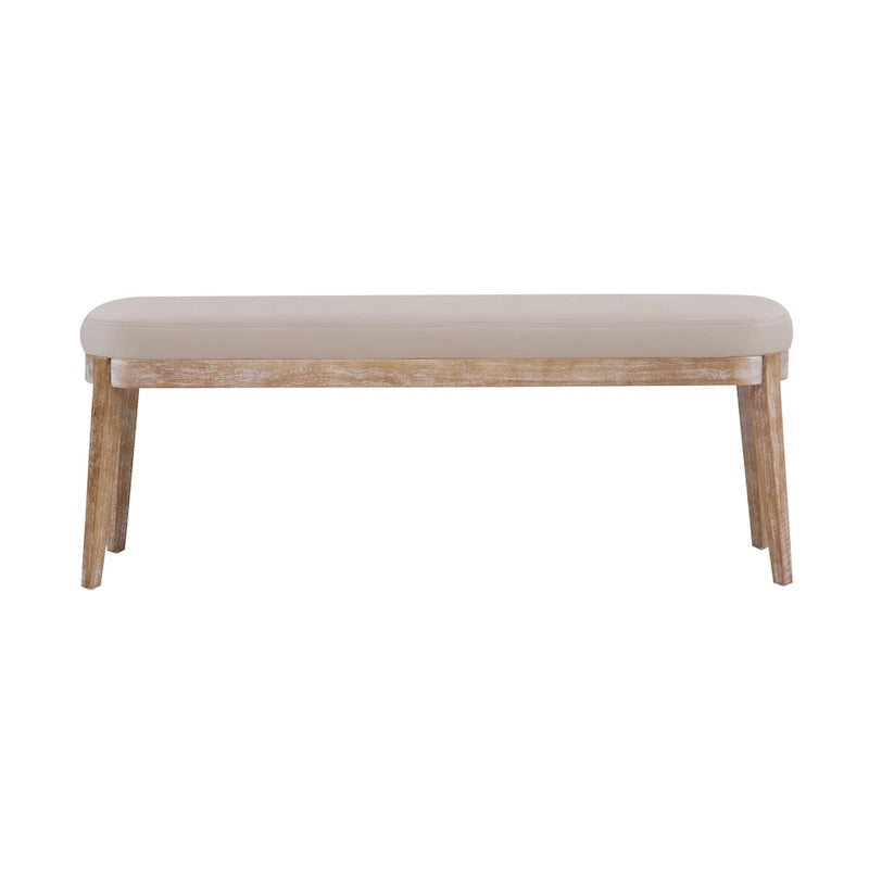 Banc ottoman mi-siècle en cuir synthétique marron / beige / vert pour 1 personne