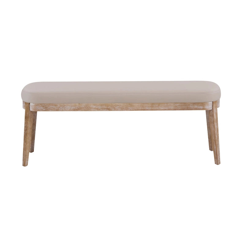 Banc ottoman mi-siècle en cuir synthétique marron / beige / vert pour 1 personne