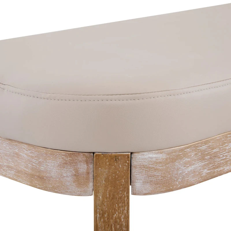 Banc ottoman mi-siècle en cuir synthétique marron / beige / vert pour 1 personne