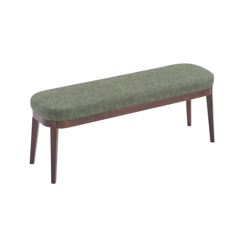 Banc ottoman mi-siècle en cuir synthétique marron / beige / vert pour 1 personne