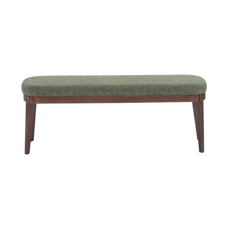 Banc ottoman mi-siècle en cuir synthétique marron / beige / vert pour 1 personne
