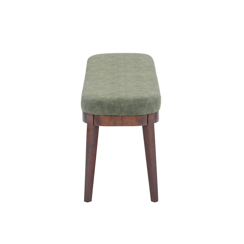 Banc ottoman mi-siècle en cuir synthétique marron / beige / vert pour 1 personne