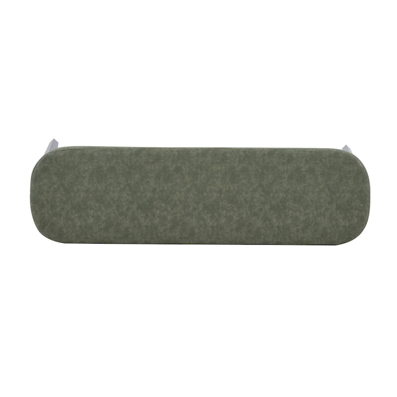 Banc ottoman mi-siècle en cuir synthétique marron / beige / vert pour 1 personne