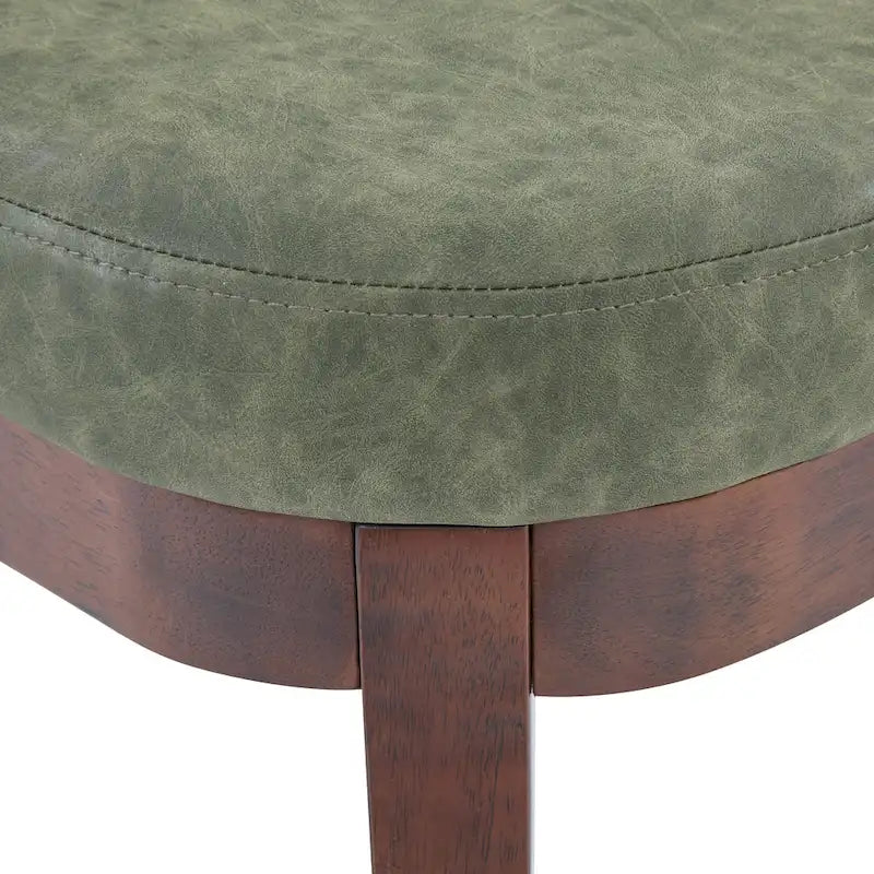 Banc ottoman mi-siècle en cuir synthétique marron / beige / vert pour 1 personne