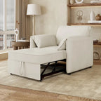 Canapé convertible 3 en 1 en lin blanc/gris pour 1 personne
