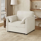 Canapé convertible 3 en 1 en lin blanc/gris pour 1 personne