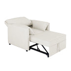 Canapé convertible 3 en 1 en lin blanc/gris pour 1 personne