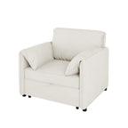 Canapé convertible 3 en 1 en lin blanc/gris pour 1 personne