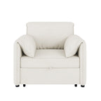 Canapé convertible 3 en 1 en lin blanc/gris pour 1 personne