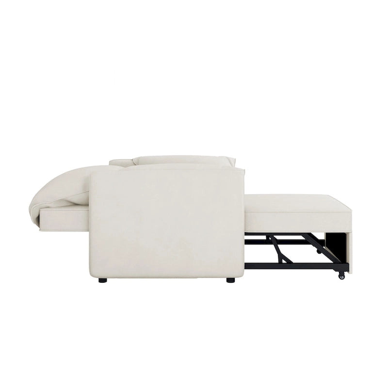 Canapé convertible 3 en 1 en lin blanc/gris pour 1 personne