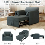 Canapé convertible 3 en 1 en lin blanc/gris pour 1 personne