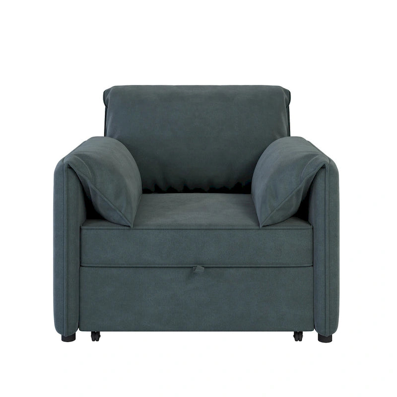 Canapé convertible 3 en 1 en lin blanc/gris pour 1 personne