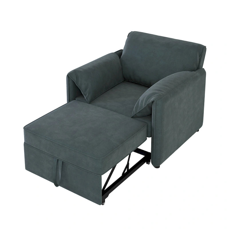 Canapé convertible 3 en 1 en lin blanc/gris pour 1 personne
