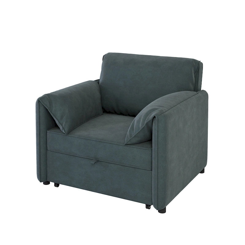 Canapé convertible 3 en 1 en lin blanc/gris pour 1 personne