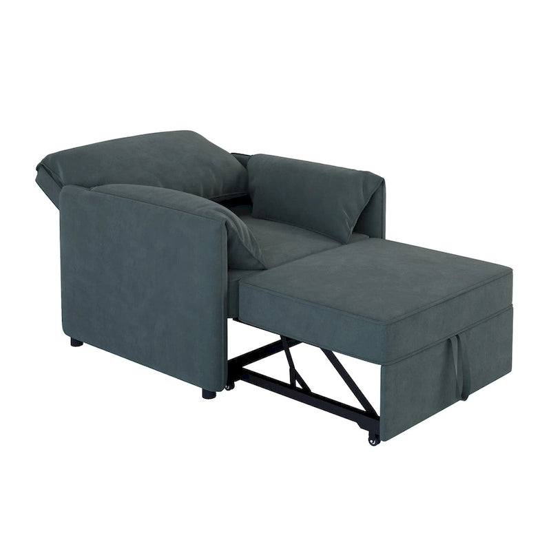 Canapé convertible 3 en 1 en lin blanc/gris pour 1 personne