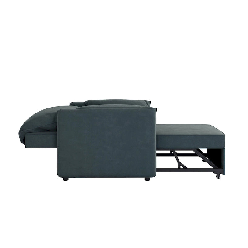Canapé convertible 3 en 1 en lin blanc/gris pour 1 personne