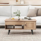 Table basse relevable avec rangement – Naturel/Marron, MDF moderne, 1 à 2 utilisateurs