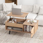 Table basse relevable avec rangement – Naturel/Marron, MDF moderne, 1 à 2 utilisateurs