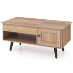 Table basse relevable avec rangement – Naturel/Marron, MDF moderne, 1 à 2 utilisateurs