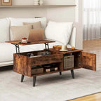 Table basse relevable avec rangement – Naturel/Marron, MDF moderne, 1 à 2 utilisateurs