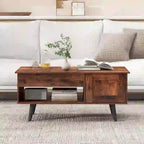 Table basse relevable avec rangement – Naturel/Marron, MDF moderne, 1 à 2 utilisateurs