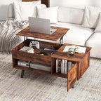 Table basse relevable avec rangement – Naturel/Marron, MDF moderne, 1 à 2 utilisateurs