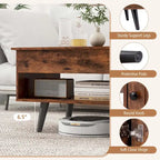 Table basse relevable avec rangement – Naturel/Marron, MDF moderne, 1 à 2 utilisateurs