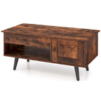 Table basse relevable avec rangement – Naturel/Marron, MDF moderne, 1 à 2 utilisateurs