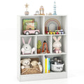Meuble de rangement pour jouets/bibliothèque 7 compartiments en MDF blanc/marron avec dispositifs anti-basculement pour 1