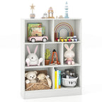 Meuble de rangement pour jouets/bibliothèque 7 compartiments en MDF blanc/marron avec dispositifs anti-basculement pour 1