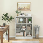 Meuble de rangement pour jouets/bibliothèque 7 compartiments en MDF blanc/marron avec dispositifs anti-basculement pour 1