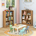 Meuble de rangement pour jouets/bibliothèque 7 compartiments en MDF blanc/marron avec dispositifs anti-basculement pour 1