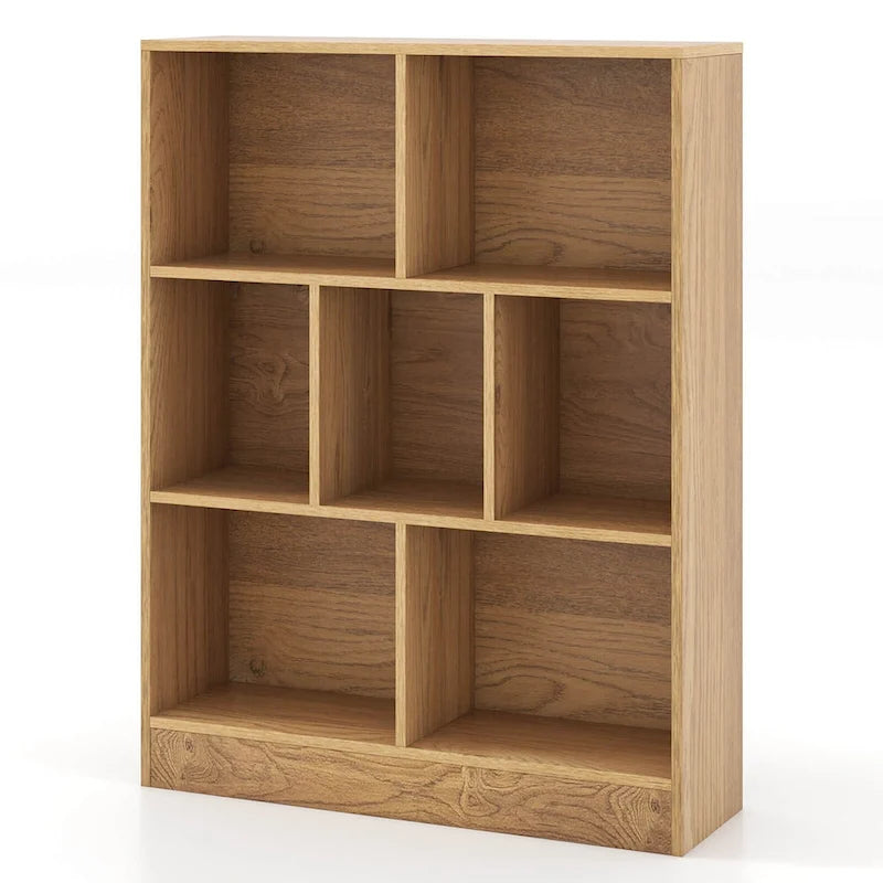 Meuble de rangement pour jouets/bibliothèque 7 compartiments en MDF blanc/marron avec dispositifs anti-basculement pour 1
