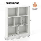 Meuble de rangement pour jouets/bibliothèque 7 compartiments en MDF blanc/marron avec dispositifs anti-basculement pour 1