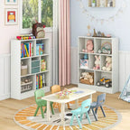 Meuble de rangement pour jouets/bibliothèque 7 compartiments en MDF blanc/marron avec dispositifs anti-basculement pour 1