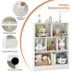 Meuble de rangement pour jouets/bibliothèque 7 compartiments en MDF blanc/marron avec dispositifs anti-basculement pour 1