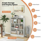 Meuble de rangement pour jouets/bibliothèque 7 compartiments en MDF blanc/marron avec dispositifs anti-basculement pour 1