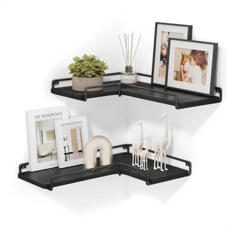 Pie sienas stiprināmu stūra plauktu komplekts, 2 gab. - 15.7D x 5.5W x 1.6H