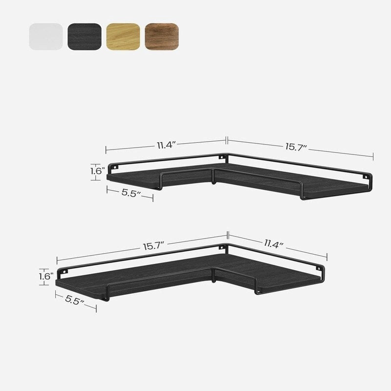 Pie sienas stiprināmu stūra plauktu komplekts, 2 gab. - 15.7D x 5.5W x 1.6H