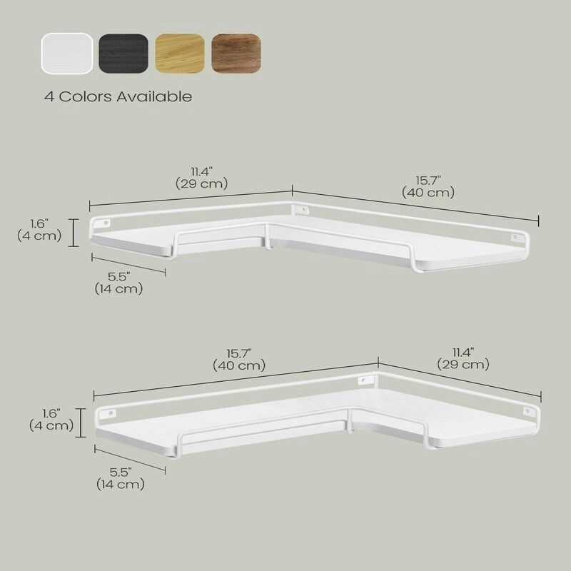 Pie sienas stiprināmu stūra plauktu komplekts, 2 gab. - 15.7D x 5.5W x 1.6H