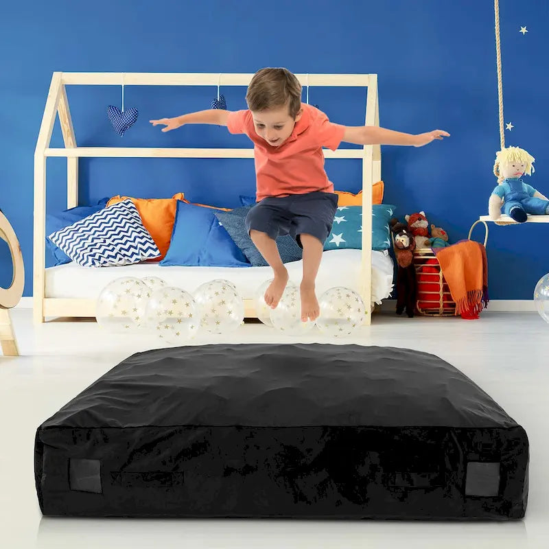 Tapis de chute sensoriel rempli de mousse bleu/noir pour adultes et enfants