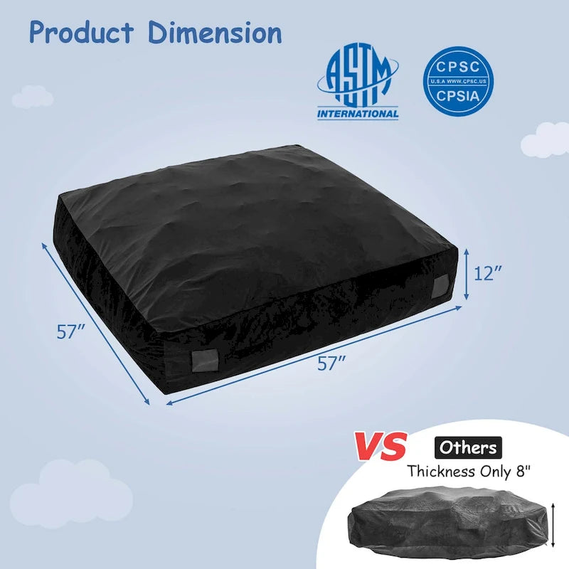 Tapis de chute sensoriel rempli de mousse bleu/noir pour adultes et enfants