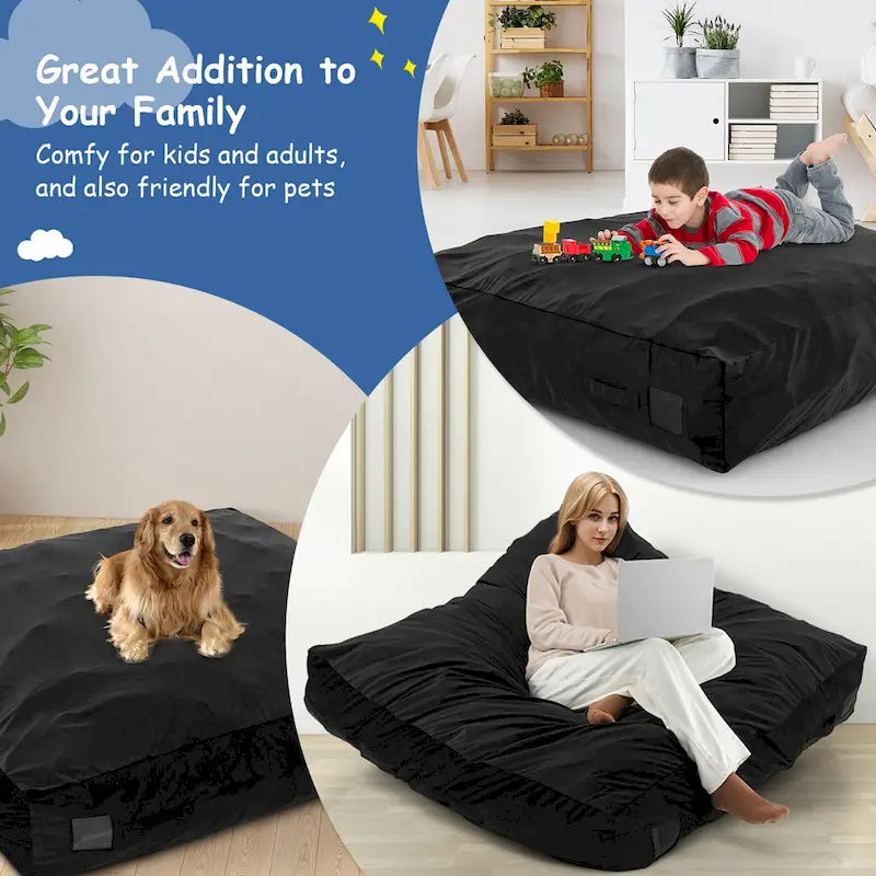 Tapis de chute sensoriel rempli de mousse bleu/noir pour adultes et enfants