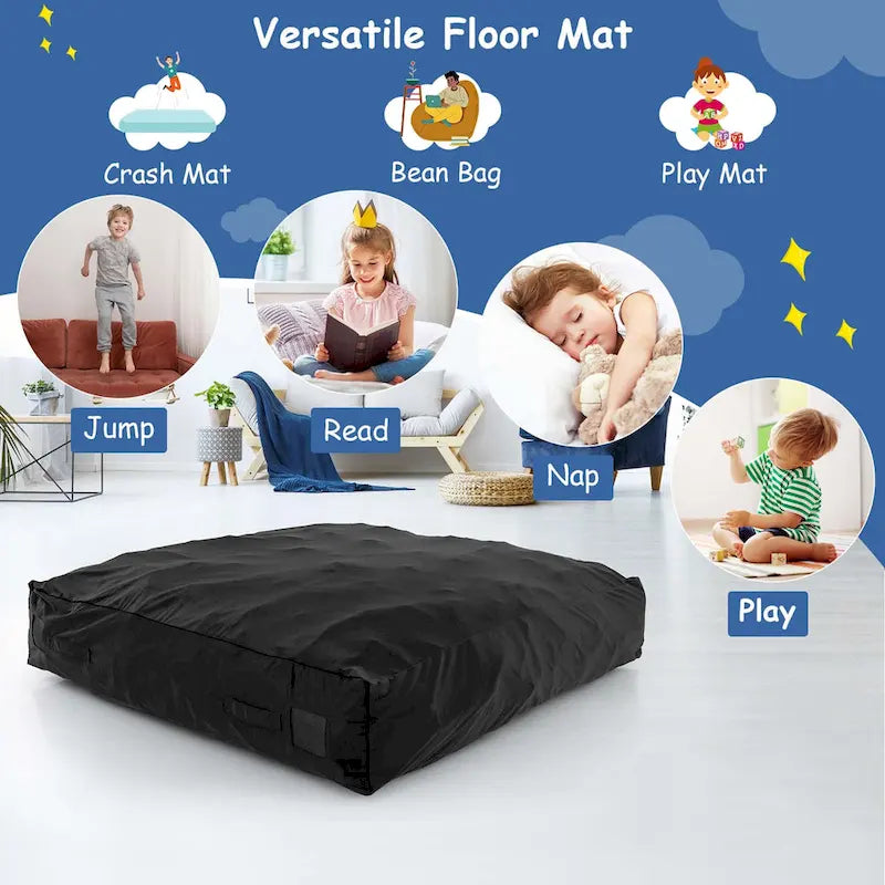 Tapis de chute sensoriel rempli de mousse bleu/noir pour adultes et enfants
