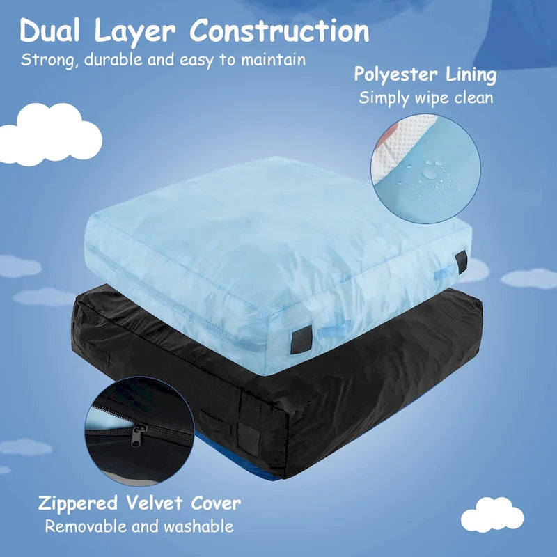 Tapis de chute sensoriel rempli de mousse bleu/noir pour adultes et enfants