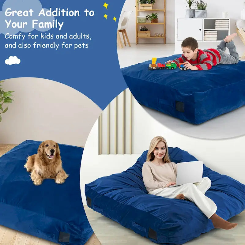 Tapis de chute sensoriel rempli de mousse bleu/noir pour adultes et enfants